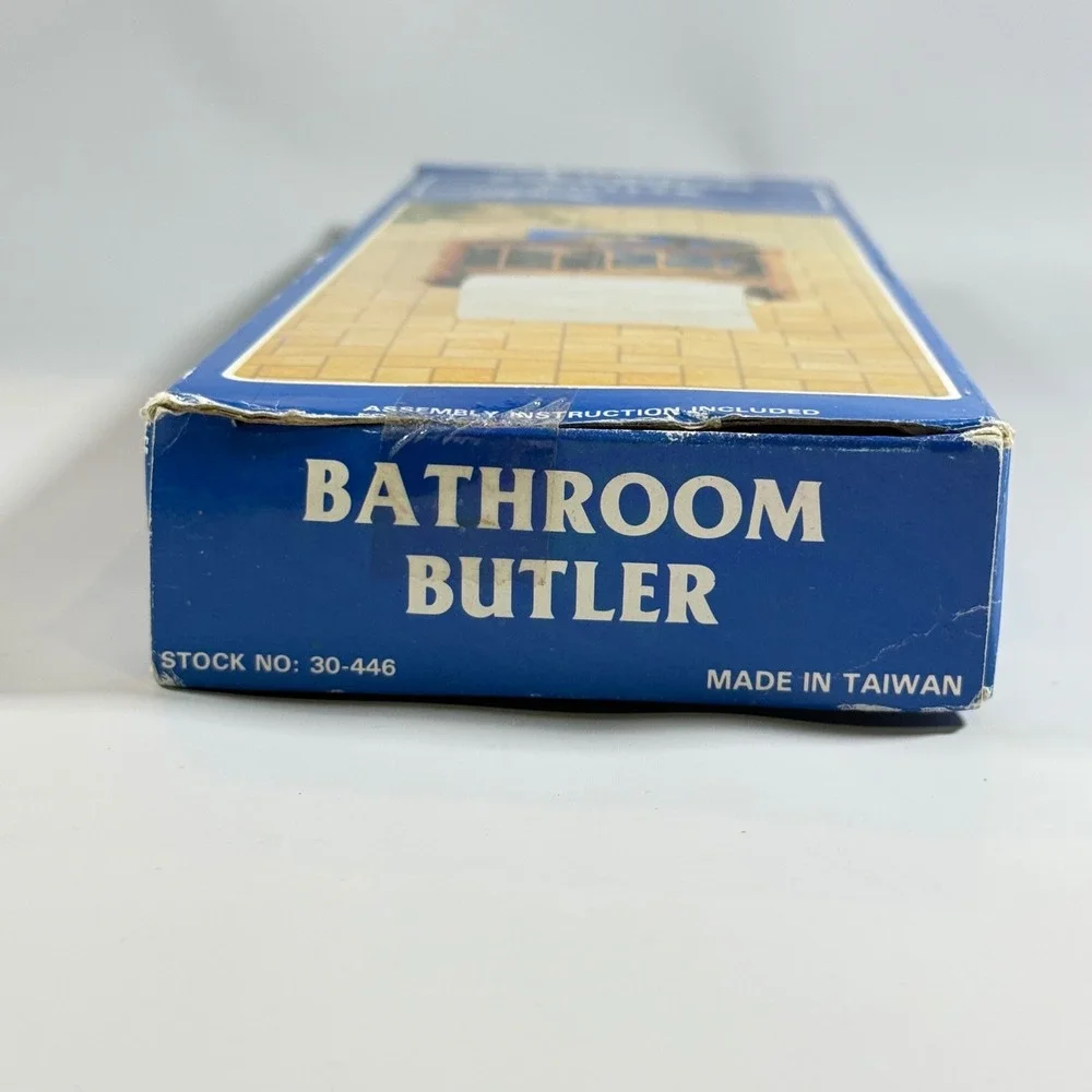 VTG House of Lloyd Bathroom Butler Wood Wall Mount Magazine Rack TP Holder Brown